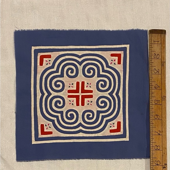 Vintage Hand Appliquéd Quilt Fabric Square -handmade Mola/ Egyptian textile art - Picture 3 of 5